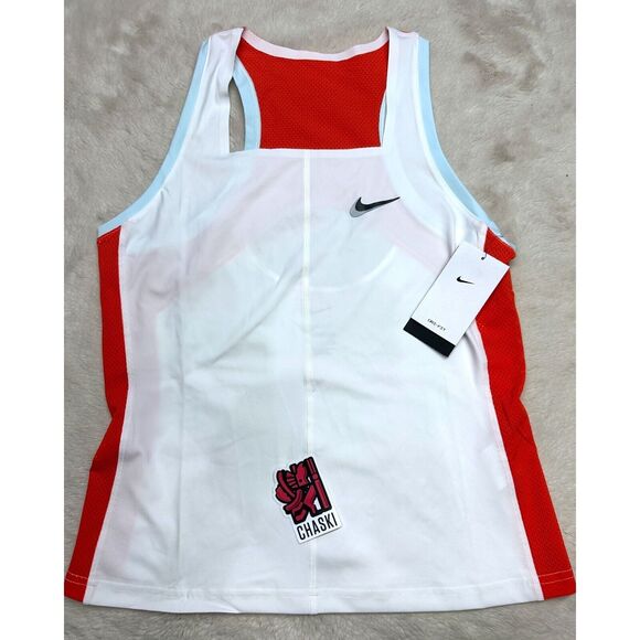 NIKE women's Large TENNIS COURT COURT SLAM TANK DR6795-100 white red - Picture 7 of 12